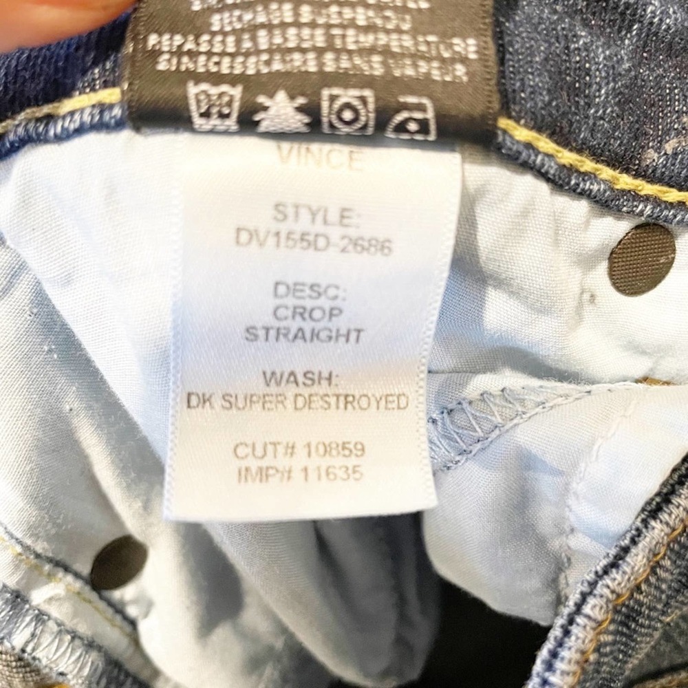 Vince Casey Cuffed Straight Leg Denim Jean Size 26 - Picture 10 of 16